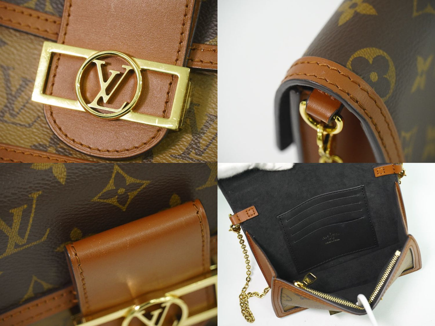 LOUIS VUITTON ポルトフォイユ ドーフィーヌ モノグラム リバース チェーン ショルダーウォレット ブラウン M68746