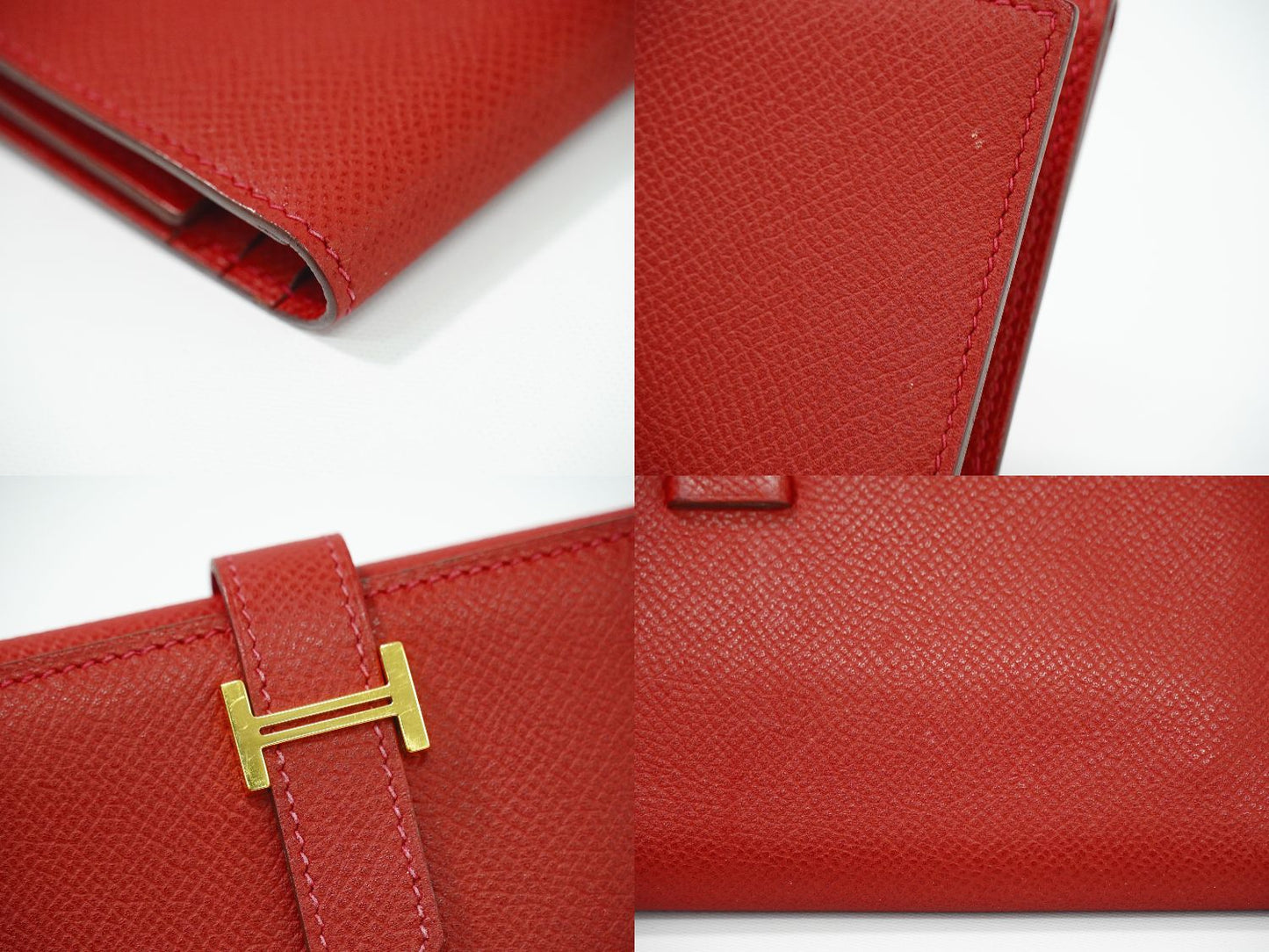 HERMES ベアン 2PLIS デュプリ 長財布 □J刻 2006年 レッド