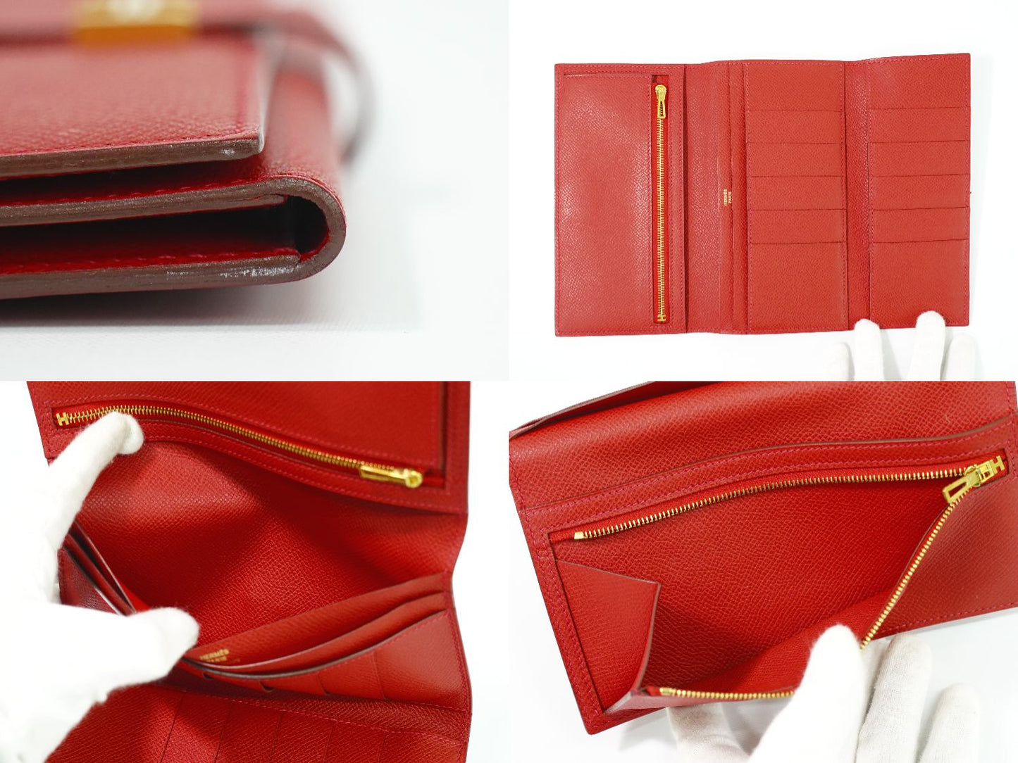 HERMES ベアン 2PLIS デュプリ 長財布 □J刻 2006年 レッド
