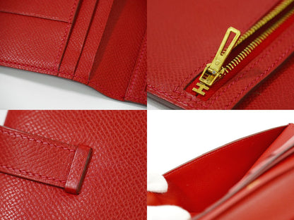 HERMES ベアン 2PLIS デュプリ 長財布 □J刻 2006年 レッド