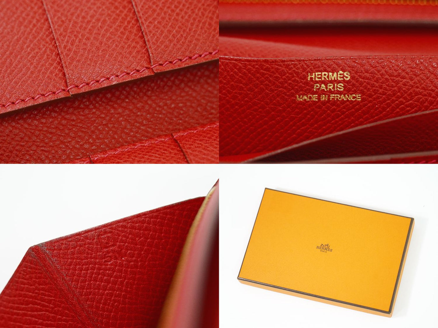 HERMES ベアン 2PLIS デュプリ 長財布 □J刻 2006年 レッド