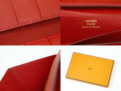 HERMES ベアン 2PLIS デュプリ 長財布 □J刻 2006年 レッド