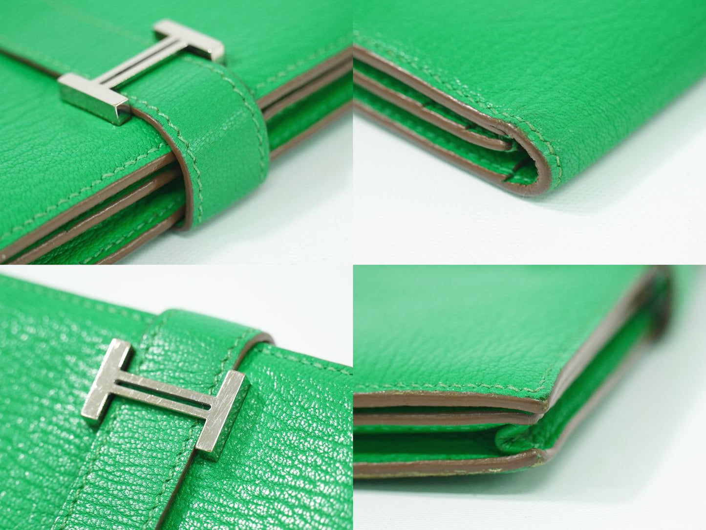 HERMES ベアンスフレ シェーブル 長財布 □R刻 2014年 グリーン