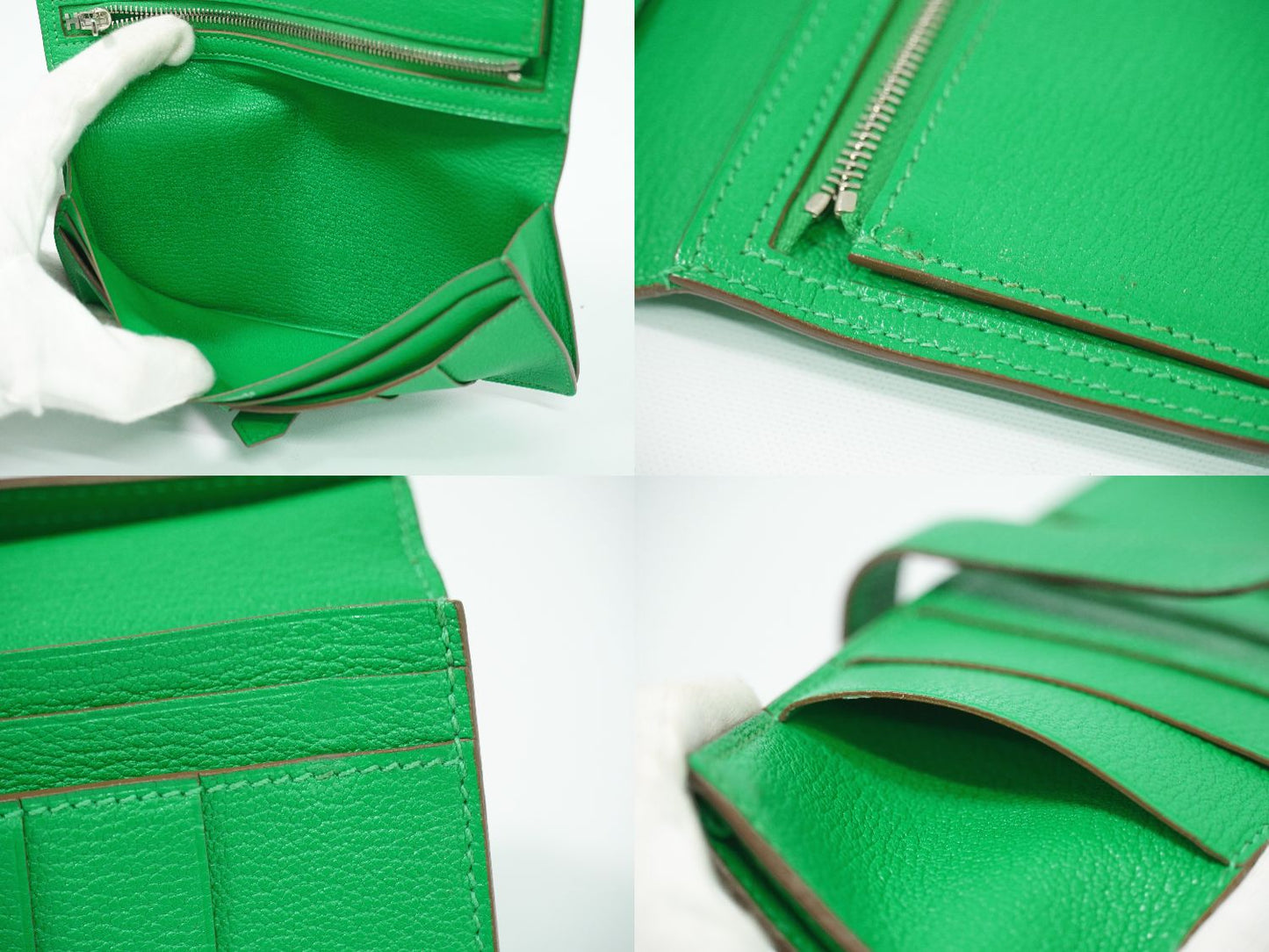 HERMES ベアンスフレ シェーブル 長財布 □R刻 2014年 グリーン