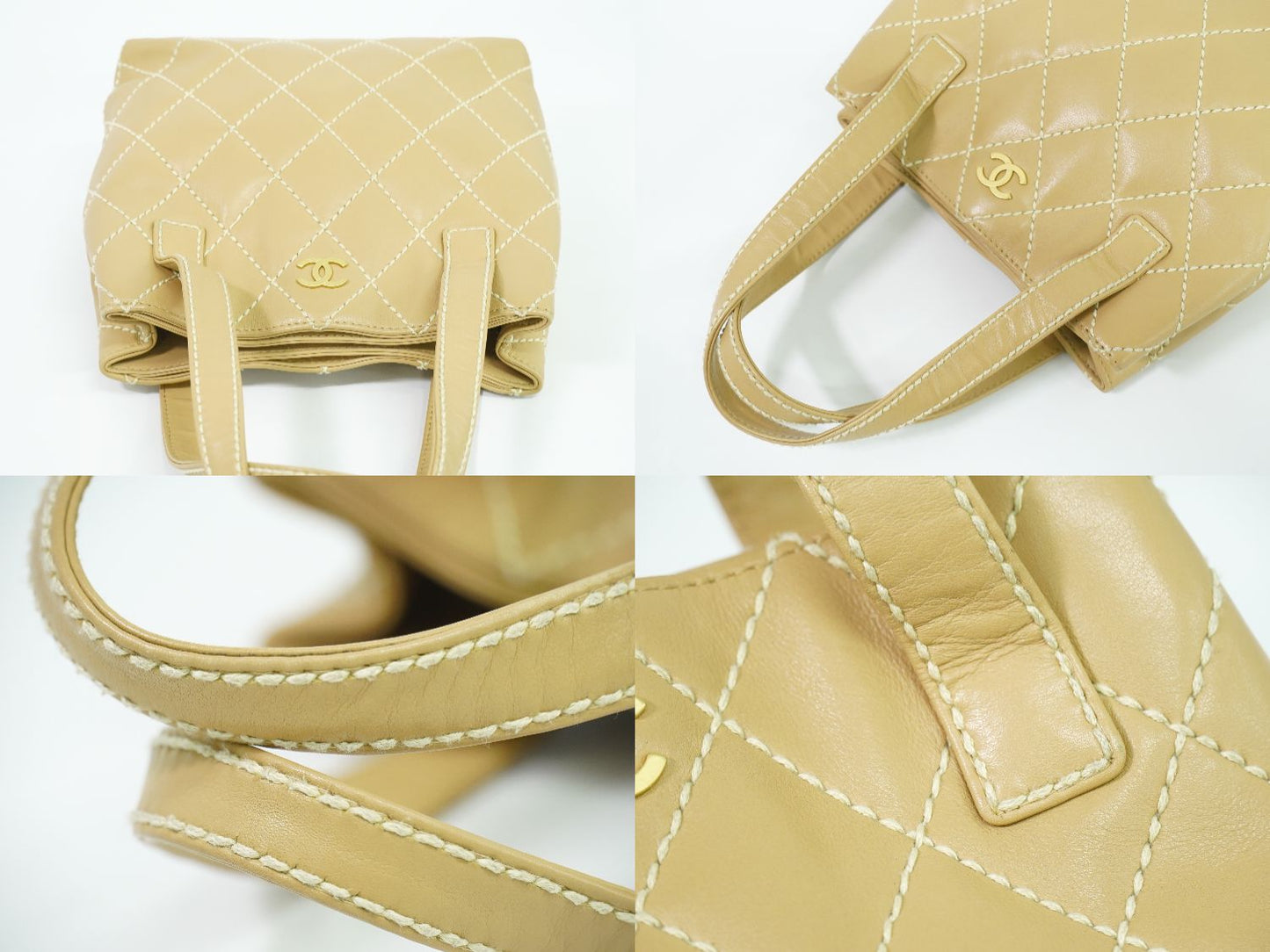 CHANEL ワイルドステッチ ココマーク トートバッグ ベージュ