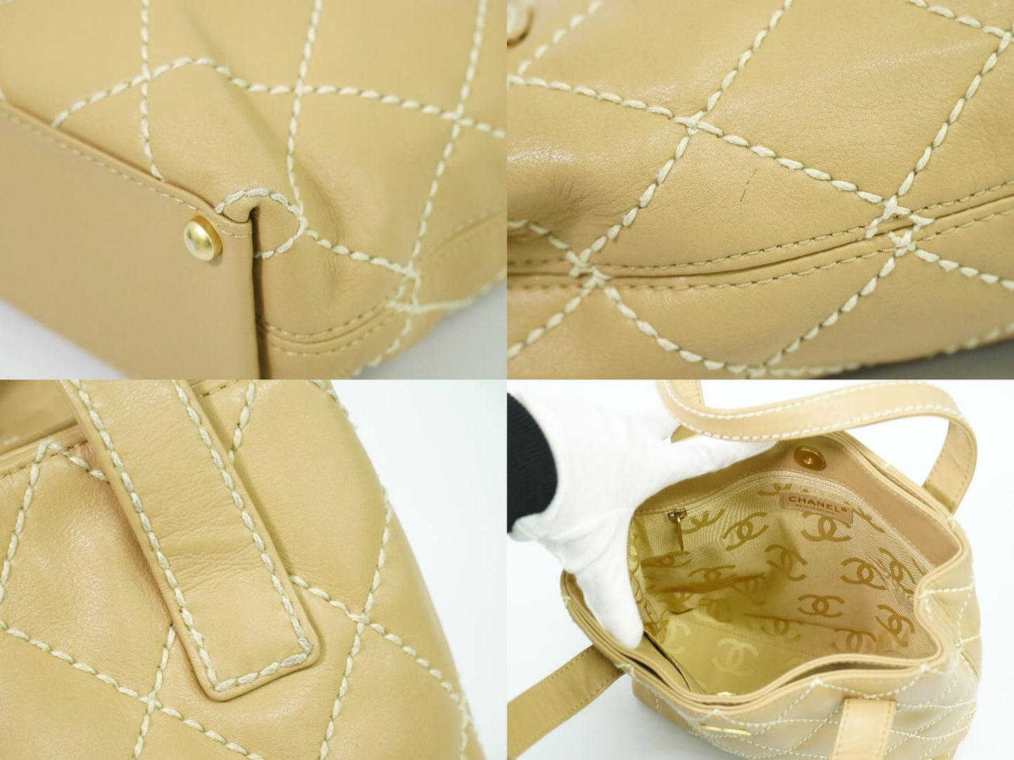 CHANEL ワイルドステッチ ココマーク トートバッグ ベージュ