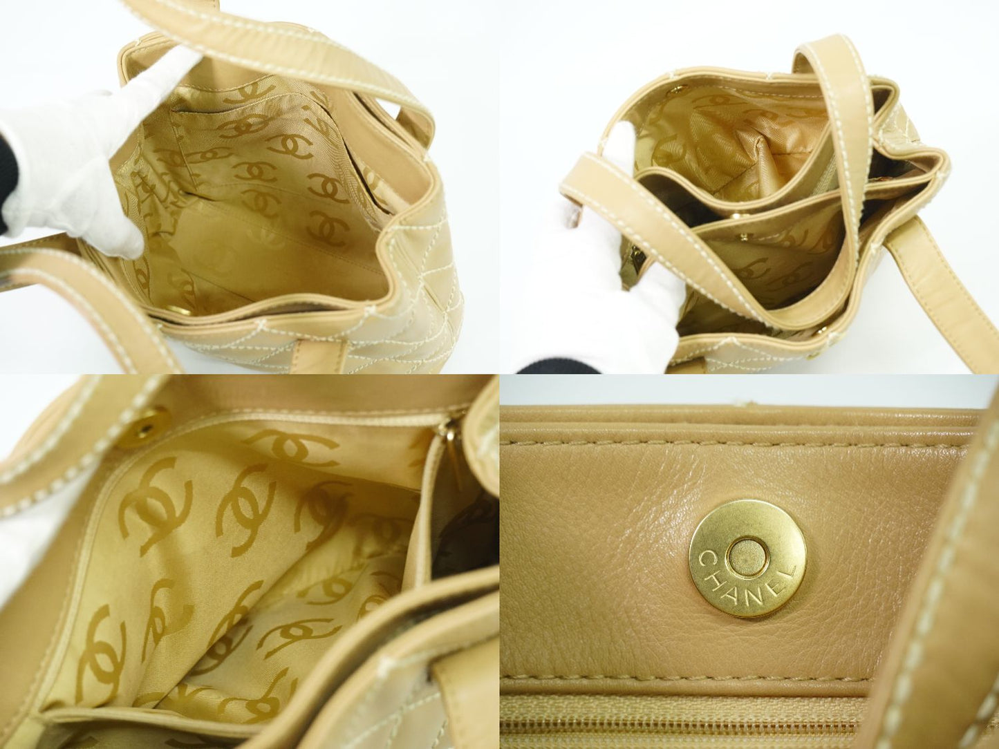 CHANEL ワイルドステッチ ココマーク トートバッグ ベージュ