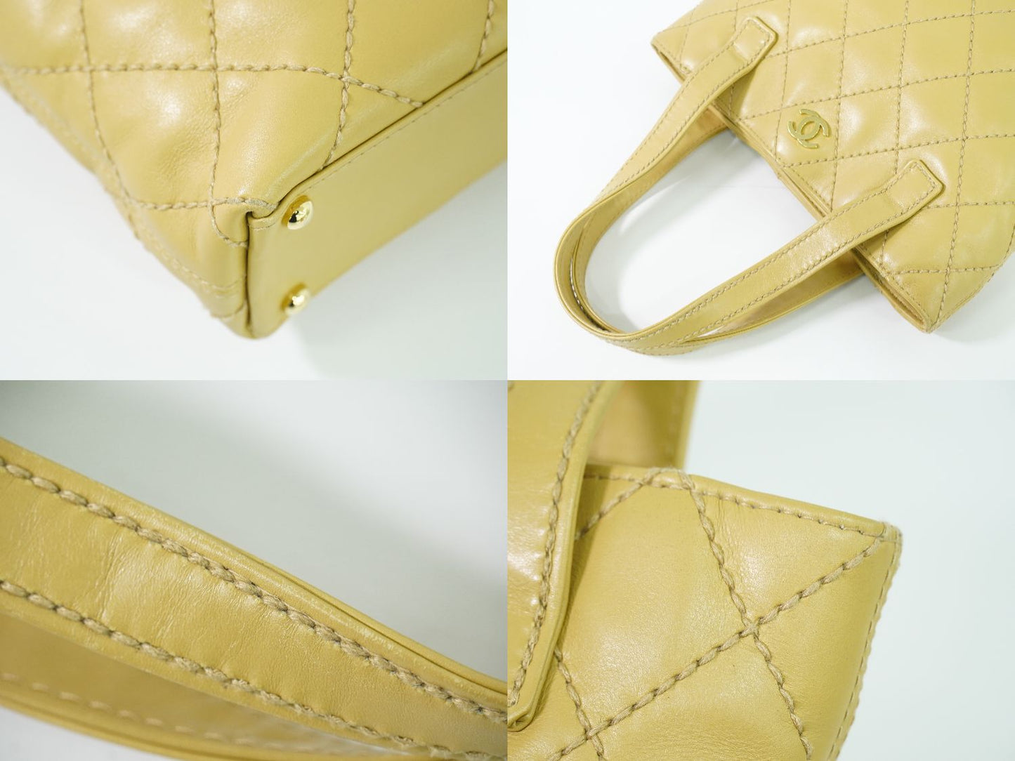 CHANEL ワイルドステッチ ココマーク ハンドバッグ ベージュ