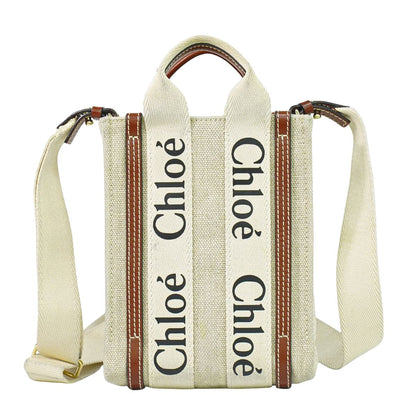 Chloe ウッディ ノースサウス ミニ 2WAY ショルダーバッグ ベージュ