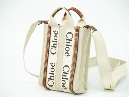 Chloe ウッディ ノースサウス ミニ 2WAY ショルダーバッグ ベージュ
