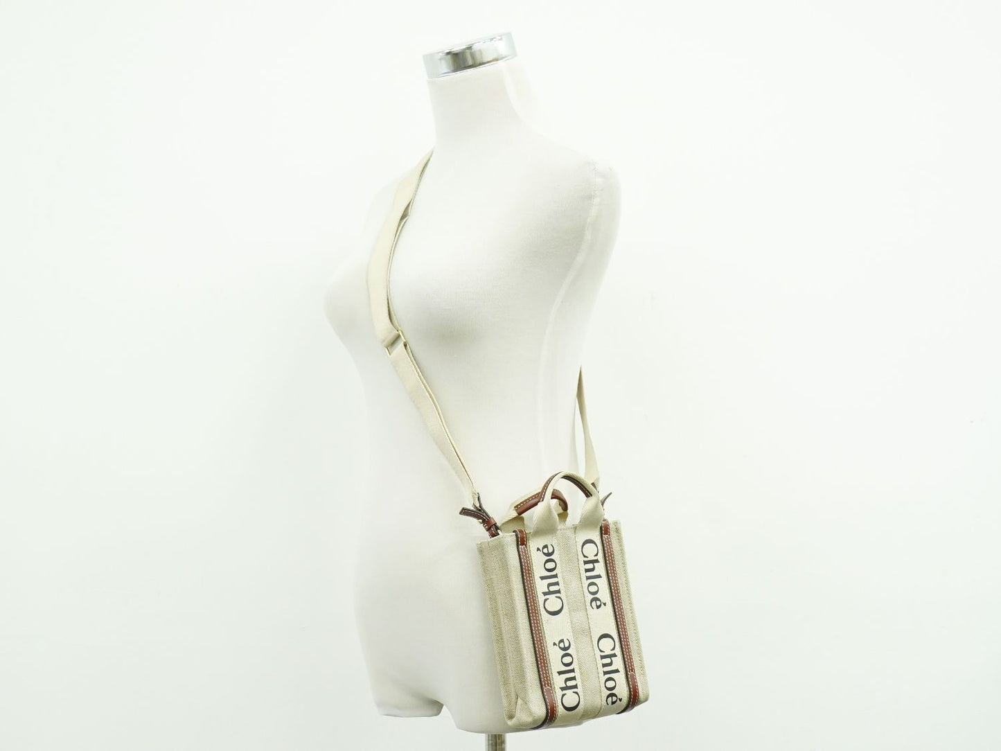 Chloe ウッディ ノースサウス ミニ 2WAY ショルダーバッグ ベージュ