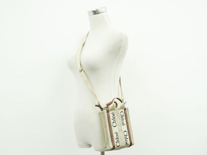 Chloe ウッディ ノースサウス ミニ 2WAY ショルダーバッグ ベージュ