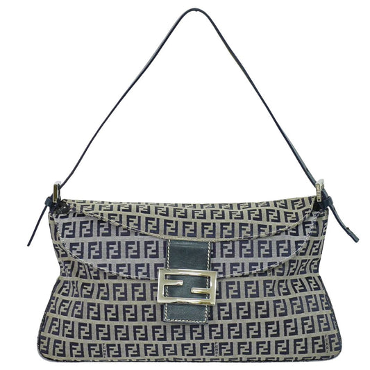 FENDI マンマバケット ズッキーノ ショルダーバッグ グレー ネイビー