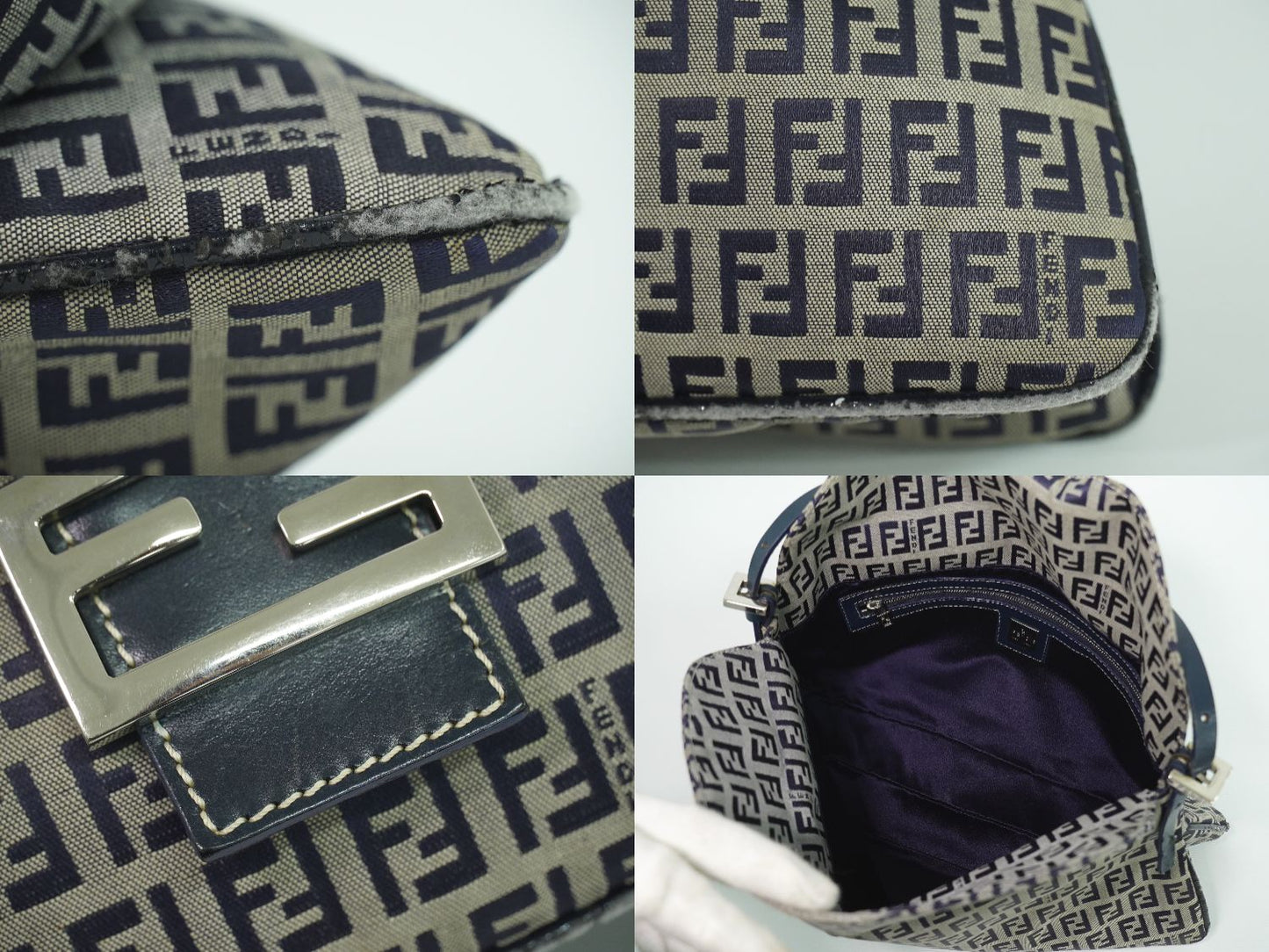 FENDI マンマバケット ズッキーノ ショルダーバッグ グレー ネイビー