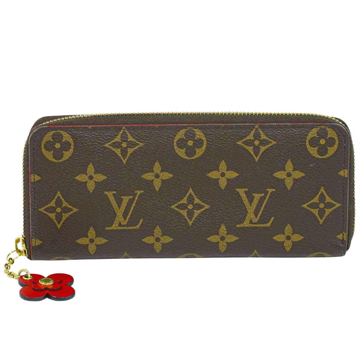 LOUIS VUITTON ポルトフォイユ クレマンス フラワーチャーム モノグラム 長財布 ブラウン コクリコ N62940