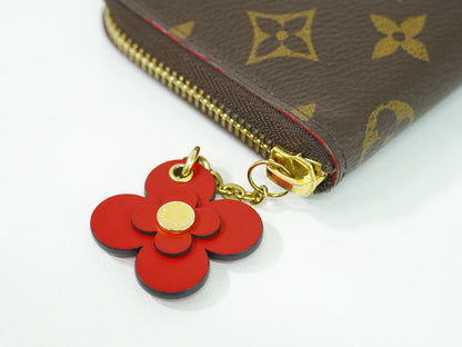 LOUIS VUITTON ポルトフォイユ クレマンス フラワーチャーム モノグラム 長財布 ブラウン コクリコ N62940