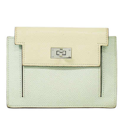 HERMES ケリーポケット コンパクト トリコロール コインケース ライトグリーン クリーム