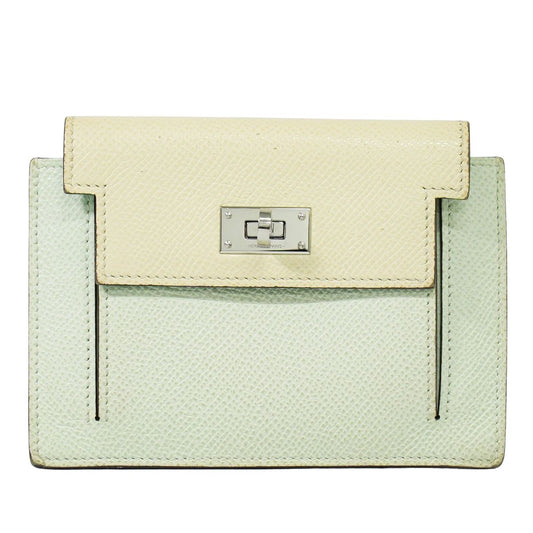 HERMES ケリーポケット コンパクト トリコロール コインケース ライトグリーン クリーム