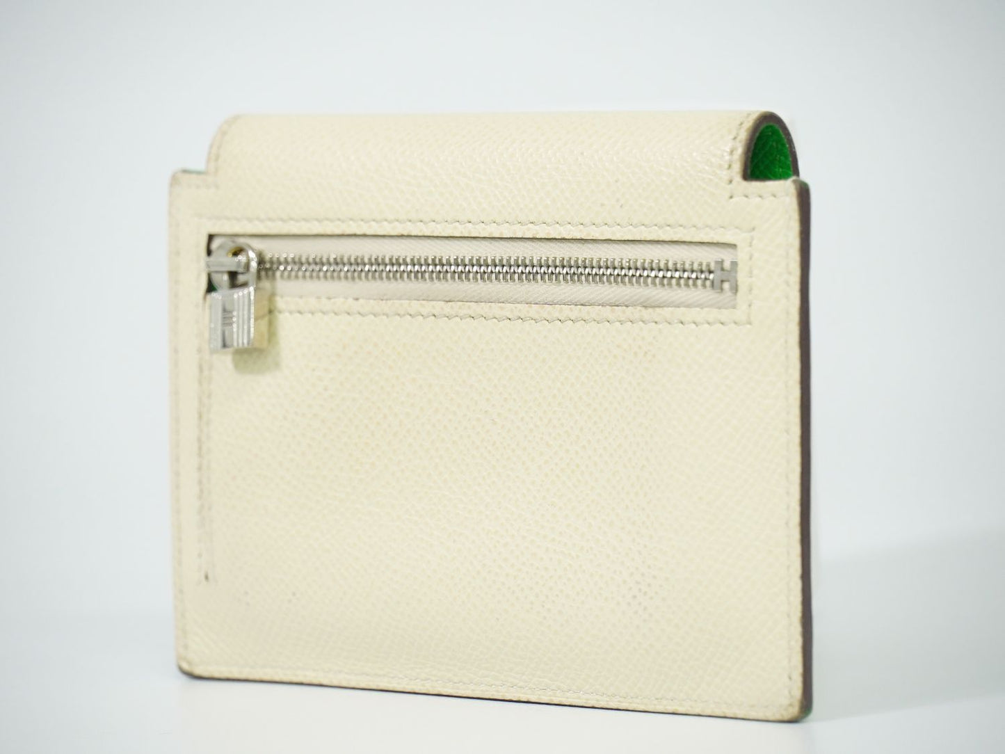 HERMES ケリーポケット コンパクト トリコロール コインケース ライトグリーン クリーム