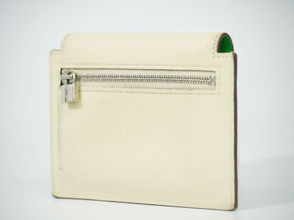 HERMES ケリーポケット コンパクト トリコロール コインケース ライトグリーン クリーム