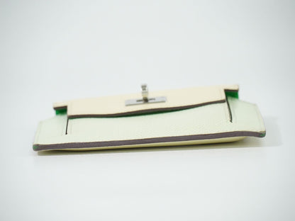 HERMES ケリーポケット コンパクト トリコロール コインケース ライトグリーン クリーム