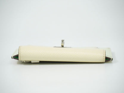 HERMES ケリーポケット コンパクト トリコロール コインケース ライトグリーン クリーム