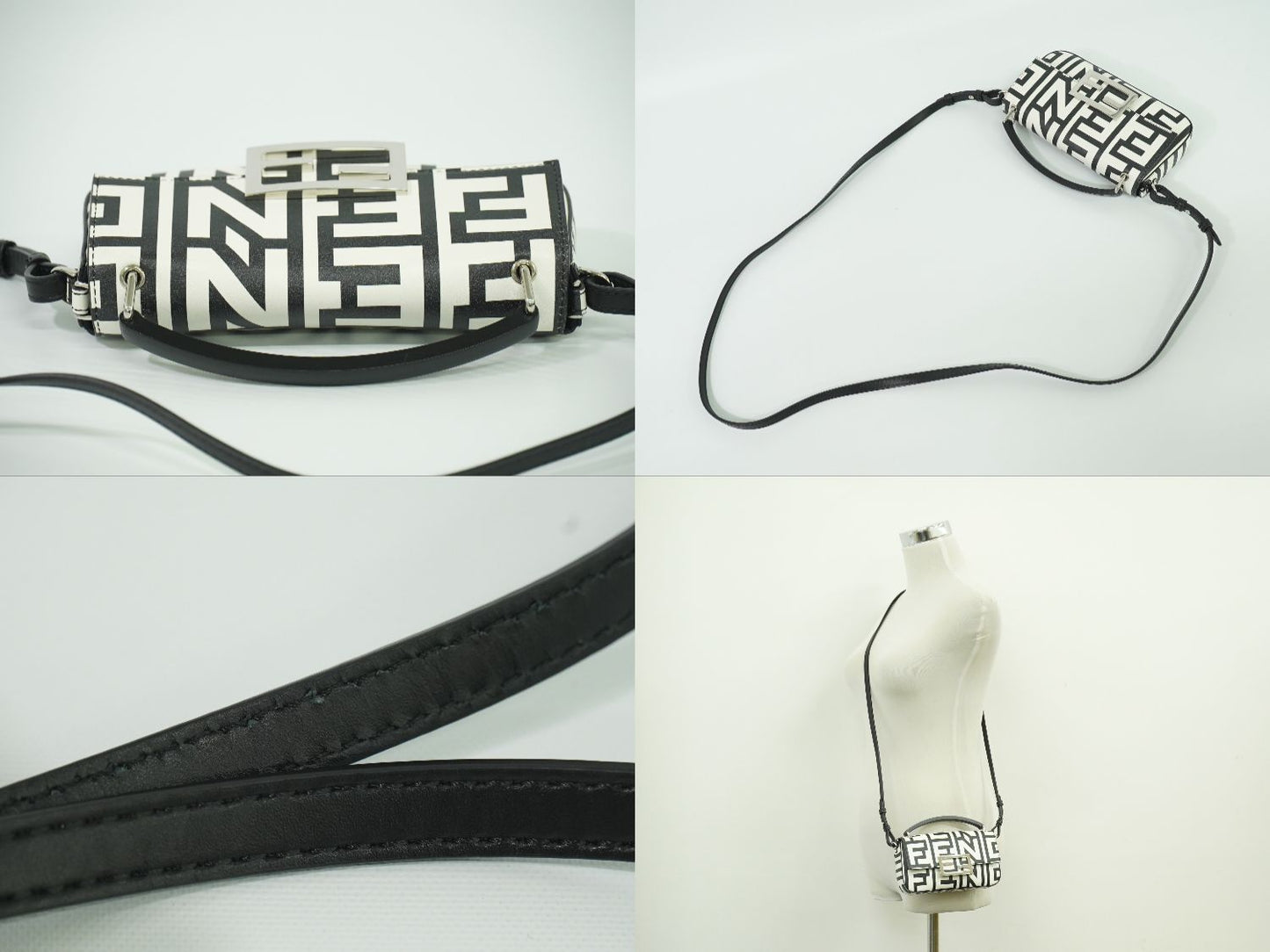 FENDI × MARC JACOBS バゲット フォンポーチ 2WAY ショルダーバッグ ホワイト ブラック 7AS142