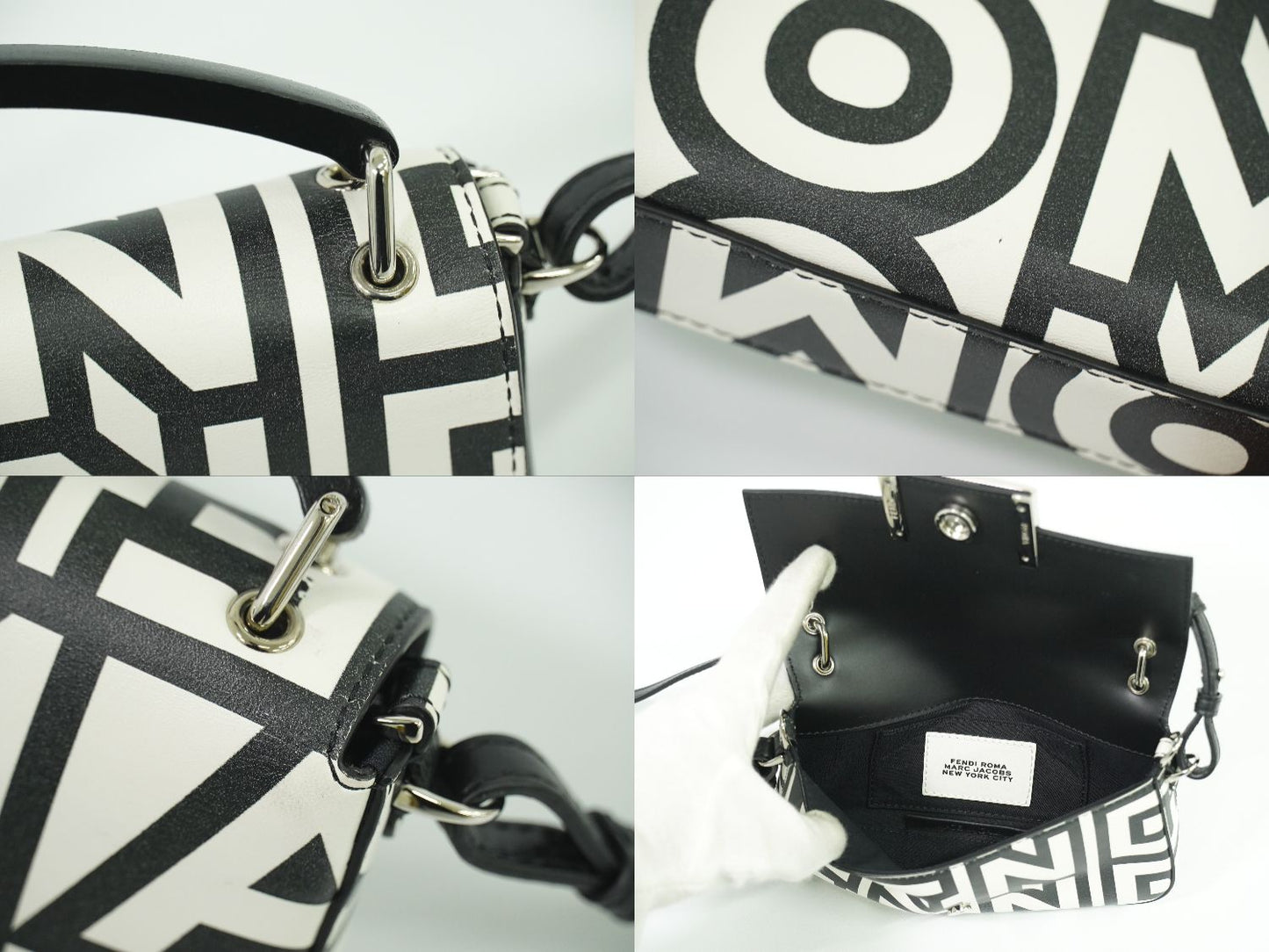 FENDI × MARC JACOBS バゲット フォンポーチ 2WAY ショルダーバッグ ホワイト ブラック 7AS142