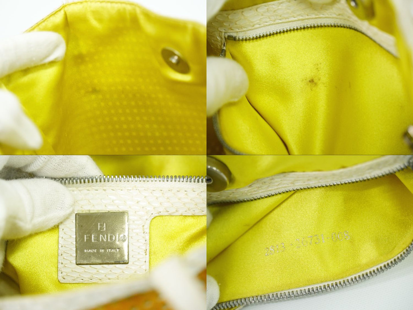 FENDI パンチング トートバッグ オレンジ ホワイト 26731