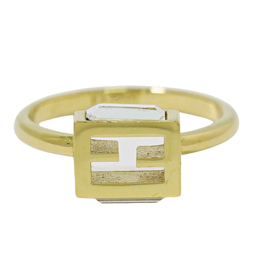 FENDI FFロゴ クリスタルストーン リング 14.5号 GP ゴールド