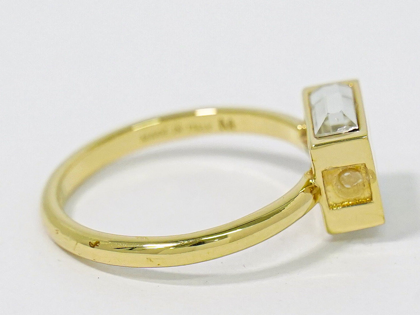 FENDI FFロゴ クリスタルストーン リング 14.5号 GP ゴールド