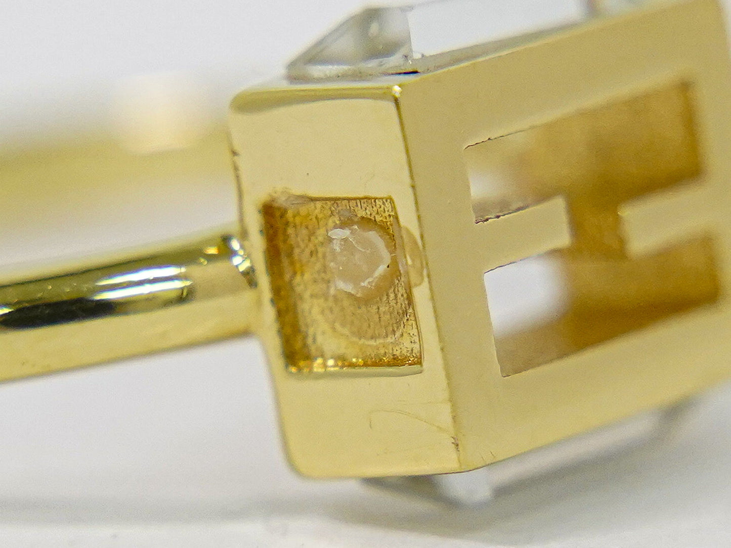 FENDI FFロゴ クリスタルストーン リング 14.5号 GP ゴールド