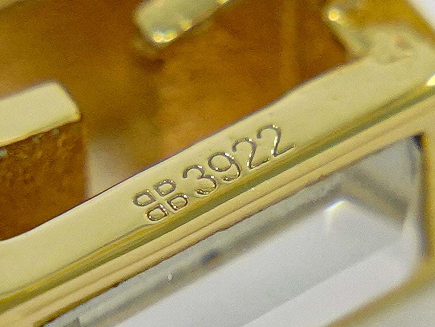 FENDI FFロゴ クリスタルストーン リング 14.5号 GP ゴールド