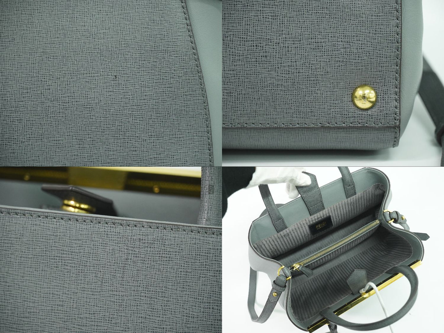 FENDI プチ トゥージュール 2WAY ショルダーバッグ グレー 8BH253