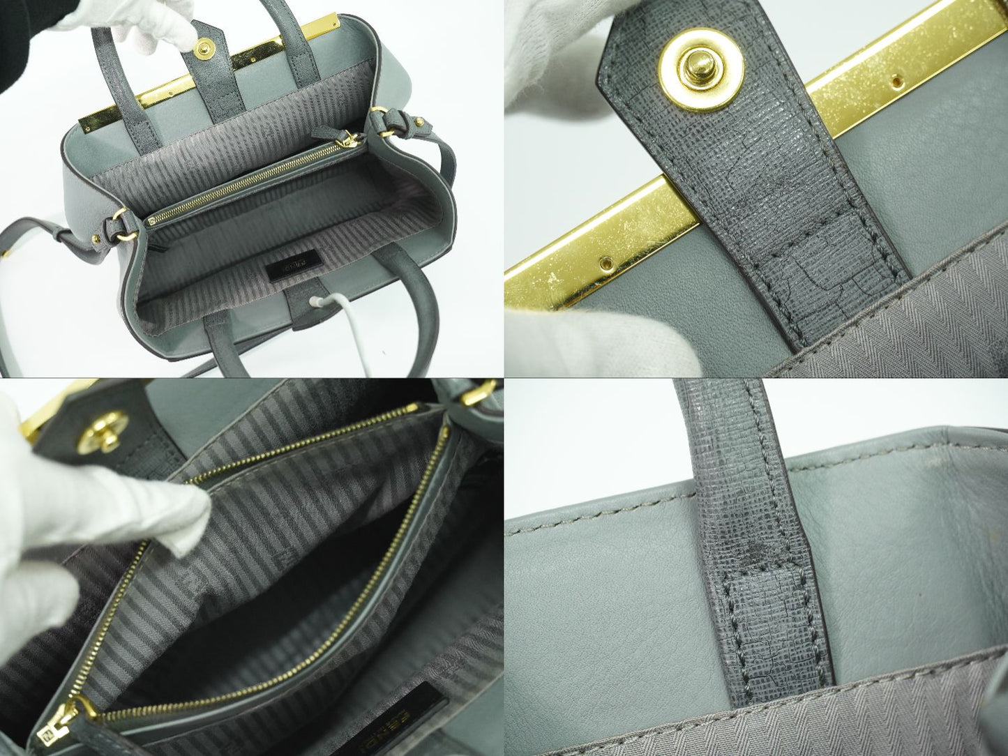 FENDI プチ トゥージュール 2WAY ショルダーバッグ グレー 8BH253