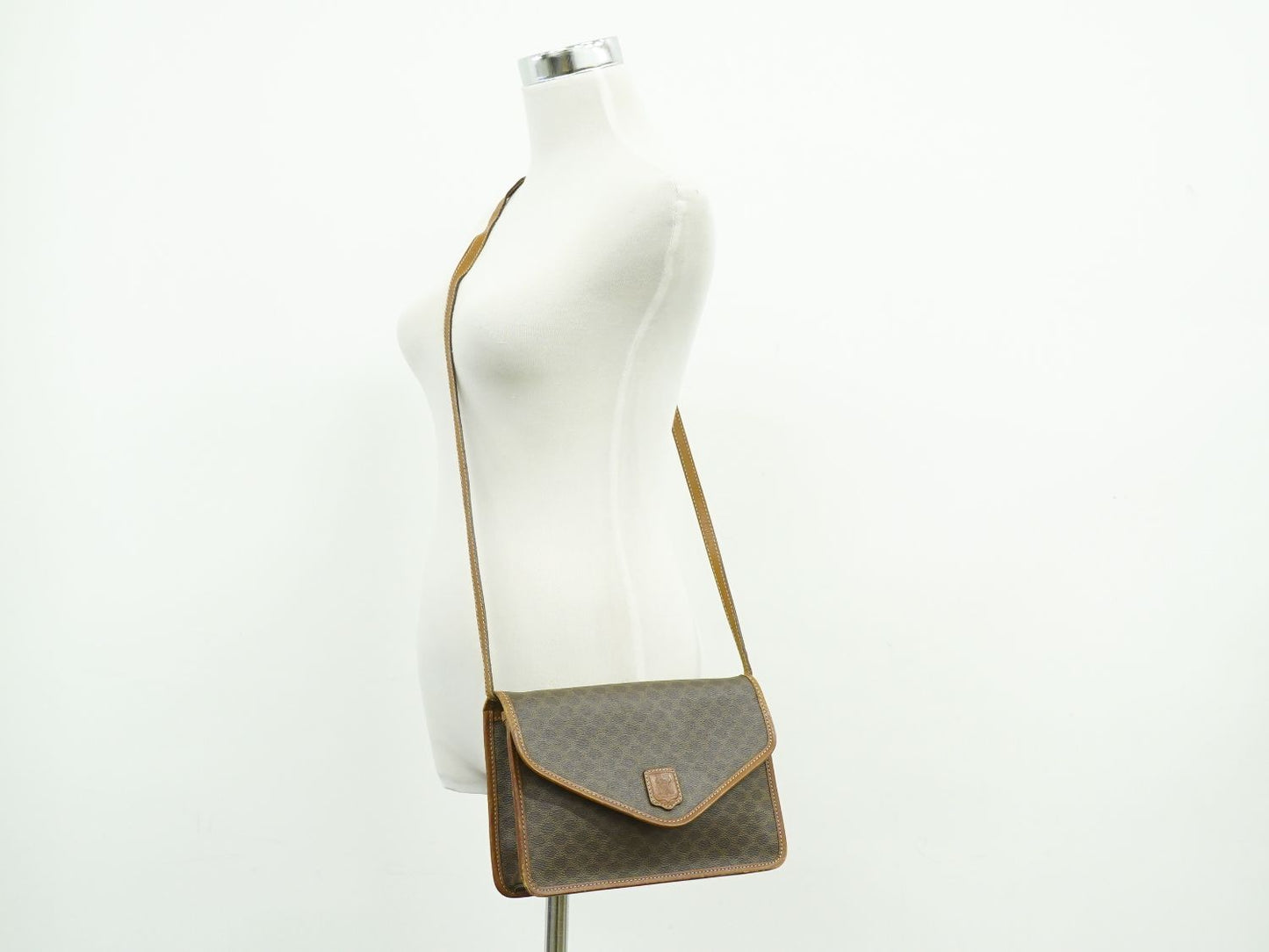 CELINE マカダム 2WAY ショルダーバッグ ブラウン