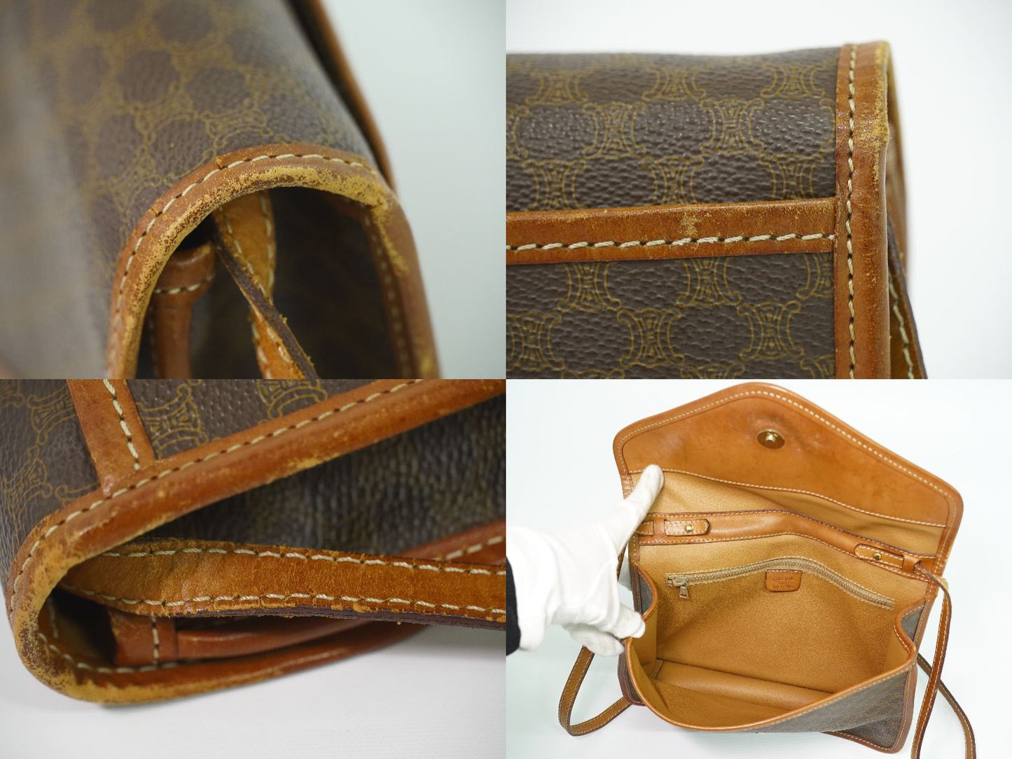 CELINE マカダム 2WAY ショルダーバッグ ブラウン