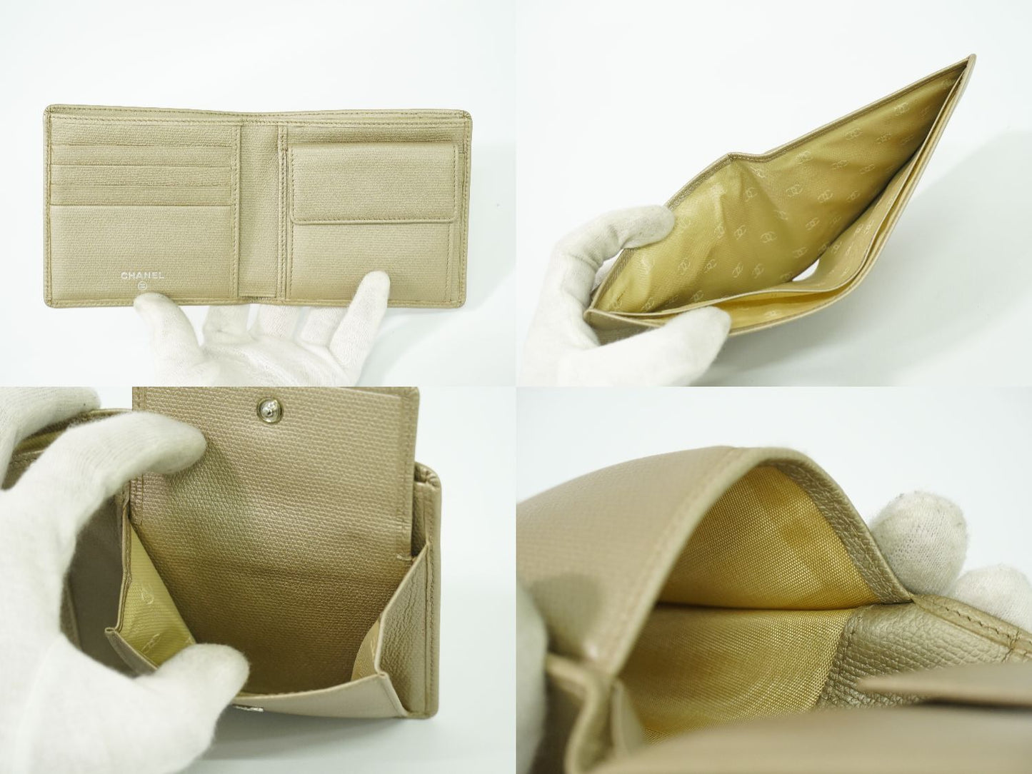 CHANEL ココマーク ココボタン 折財布 ベージュ