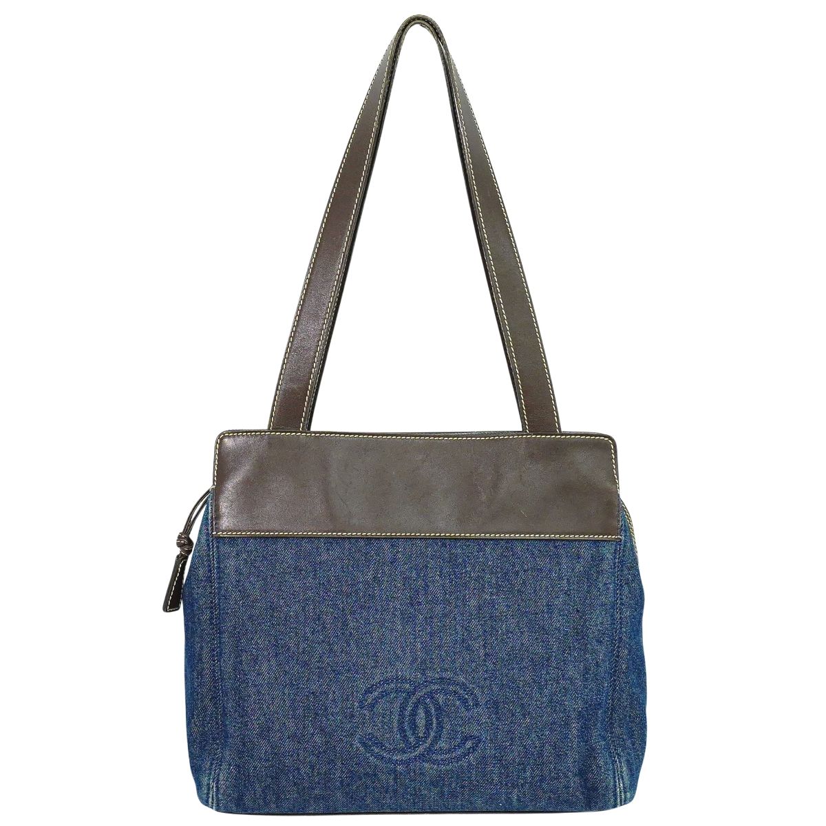 CHANEL ココマーク ショルダーバッグ ネイビー ブラウン