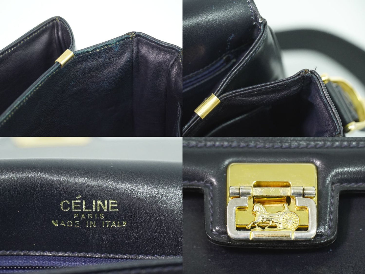 CELINE 馬車金具 ショルダーバッグ ネイビ