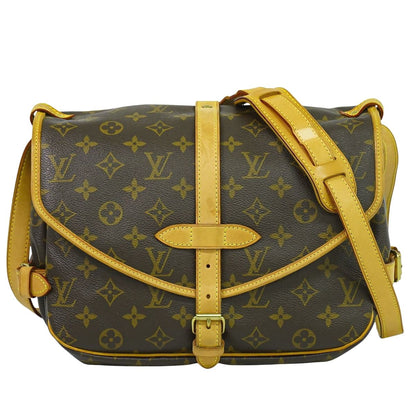 LOUIS VUITTON ソミュール 30 モノグラム ショルダーバッグ ブラウン M42256
