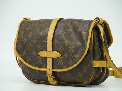 LOUIS VUITTON ソミュール 30 モノグラム ショルダーバッグ ブラウン M42256