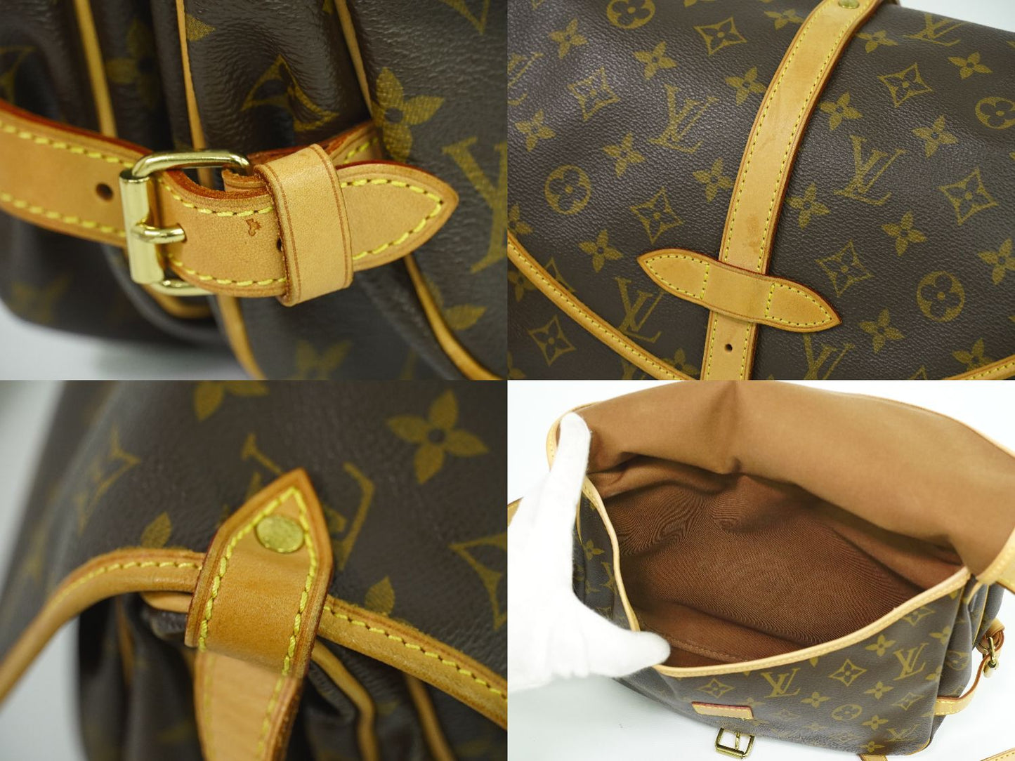 LOUIS VUITTON ソミュール 30 モノグラム ショルダーバッグ ブラウン M42256
