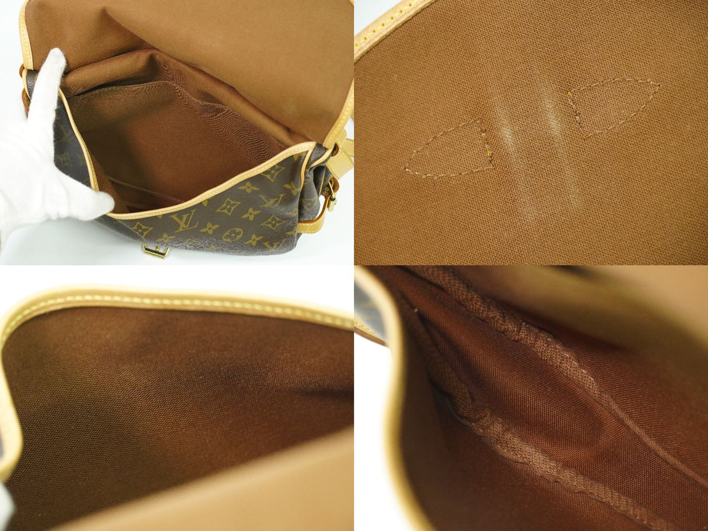 LOUIS VUITTON ソミュール 30 モノグラム ショルダーバッグ ブラウン M42256