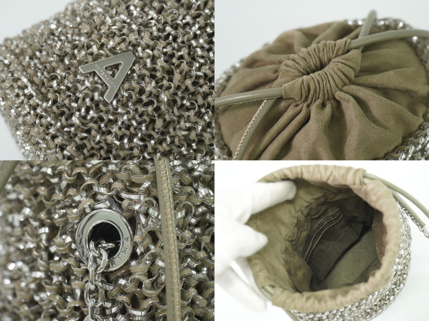 ANTEPRIMA SECCHIO MINI ワイヤーバッグ グレージュ シルバー PB20FJH6S5