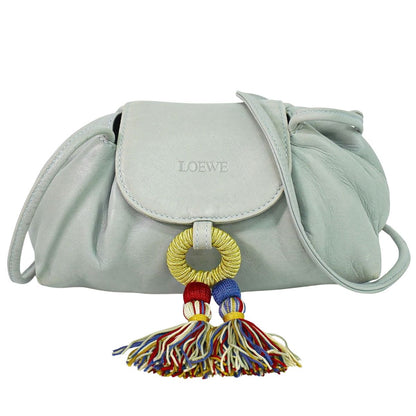 LOEWE タッセル ショルダーバッグ ブルーグレー