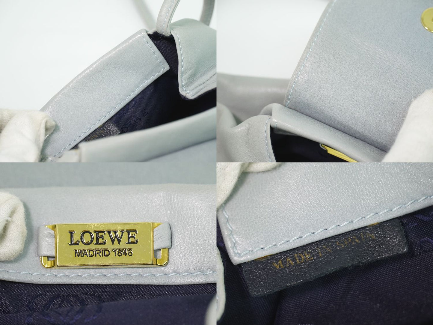 LOEWE タッセル ショルダーバッグ ブルーグレー