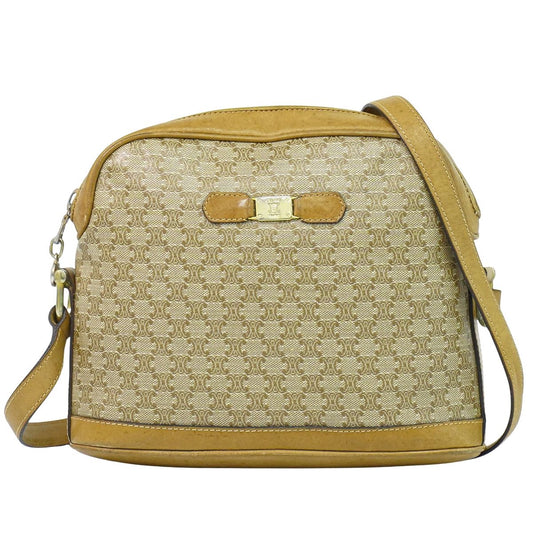 CELINE マカダム ショルダーバッグ ベージュ