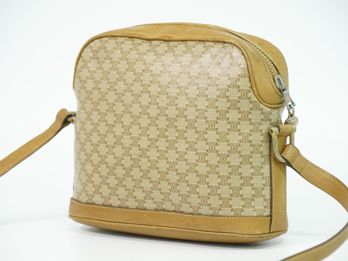 CELINE マカダム ショルダーバッグ ベージュ