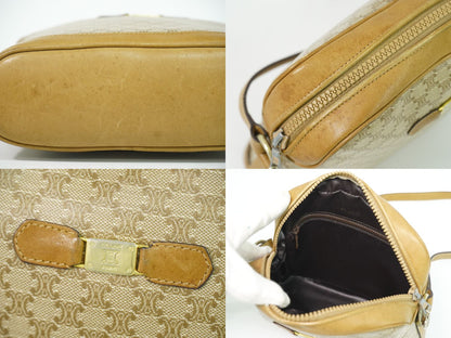 CELINE マカダム ショルダーバッグ ベージュ